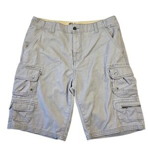 Plugg Mens Gray Cotton Cargo Shorts Size 30 Relaxed Fit Y2k Grunge Punk Skater